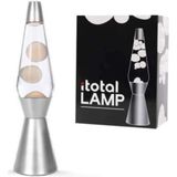 i-Total Lavalamp - Lava Lamp - Sfeerlamp - 40x11 cm - Glas/Aluminium - 30W - Transparant met witte Lava - Zilvergrijs - XL1785