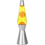 i-Total Lavalamp - Lava Lamp - Sfeerlamp - 40x11 cm - Glas/Aluminium - 30W - Geel met oranje Lava - Zilvergrijs - XL1786