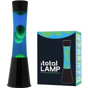 I-Total Lavalamp - Lava Lamp - Sfeerlamp - 40x11 cm - Glas/Aluminium - 30W - Blauw met Groene Lava
