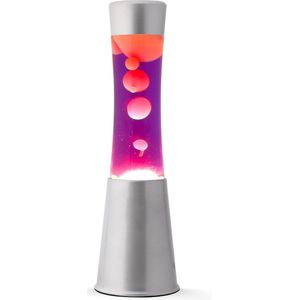 i-Total Lavalamp - Lava Lamp - Sfeerlamp - 30x9 cm - Glas/Aluminium - 25W - Paars met gele Lava - Zilvergrijs - XL1797