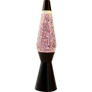 i-Total - Lavalamp - Sfeerlamp - Zwart - Glas/Aluminium - 30W - Glitter Lava
