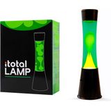 i-Total Lavalamp - Lava Lamp - Sfeerlamp - 40x11 cm - Glas/Aluminium - 30W - Groen met gele Lava - Zwart - XL2345