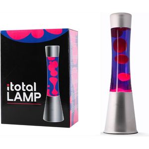 i-Total Lavalamp - Lava Lamp - Sfeerlamp - 40x11 cm - Glas/Aluminium - 30W - Paars met roze Lava - Zilvergrijs - XL2348