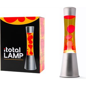 i-Total Lavalamp - Lava Lamp - Sfeerlamp - 40x11 cm - Glas/Aluminium - 30W - Geel met rode Lava - Zilvergrijs - XL2349