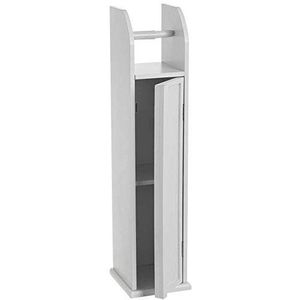 BAKAJI Badkamermeubel met toiletrolhouder en kast met deur en 2 planken, afmetingen 18 x 20 x 78 cm, modern design, wit
