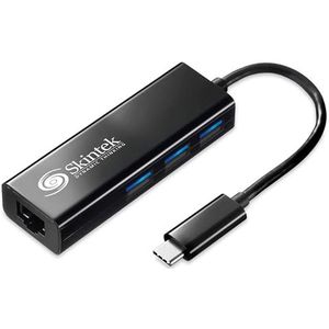 Skintek SK-04-TCLH Adapter USB C type C naar RJ45 Gigabit 10/100/100 LAN, incl. HUB 3 USB 3.0-poorten, 8 cm kabel