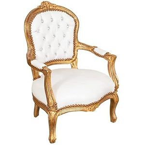 Biscottini Barok stoel 74,5 x 49,5 x 50 cm | Louis XVI stoelen | Franse stijl | slaapkamerstoel | fauteuil slaapkamer wit