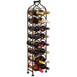 Biscottini Wijnrek van smeedijzer, flessenhouder voor water en wijn, 105 x 12 x 24,5 cm, wijnrek voor 16 flessen