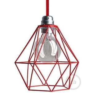 creative cables Kooi lampenkap Diamond metaal met E27 fitting - rood