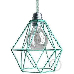 creative cables Kooi Diamond lampenkap van metaal met E27 fitting - Turquoise