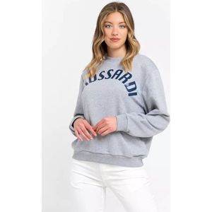 Trussardi - Oversized Trui - Grijs - Katoen - Maxi Lettering