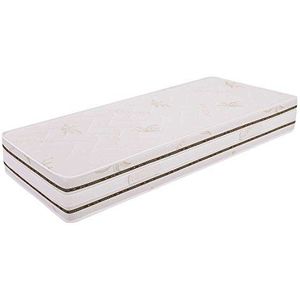 Ailime Top Memory Foam Single Size Matras met Afneembare Cover 80 x 190, hoogte 25 CM, Aloë Vera Wit, Single Size Matras