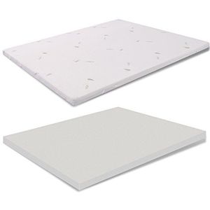 MiaSuite H8 Topper matras met afneembare overtrek, Memory Foam, beige, dubbel bed, 160 x 200 x 8 cm
