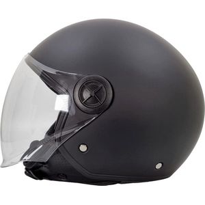 BHR 832 Vespa - Scooterhelm Retro - ECE goedgekeurde Scooterhelm - Geschikt als Scooter Brommer Motor Snorfiets Helm - L - Mat Zwart