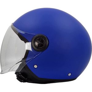 BHR 832 Vespa Helm - Scooterhelm Retro - ECE 22.06 - Geschikt voor Scooter, Brommer, Motor en Snorfiets - maat L - Mat Blauw