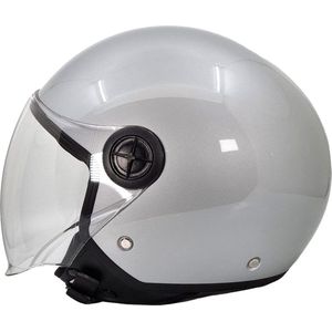 BHR 832 Vespa Helm - Scooterhelm Retro - ECE 22.06 - Geschikt voor Scooter, Brommer, Motor en Snorfiets - maat XS - Glans Zilver