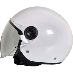 BHR 832 Vespa Helm - Scooterhelm Retro - ECE 22.06 - Geschikt voor Scooter, Brommer, Motor en Snorfiets - maat S - Glans Wit