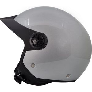 BHR 833 - Peak Jethelm - ECE goedgekeurd 22.06 - Geschikt als Scooter Brommer Motor Snorfiets Helm - 55/56 cm - S - Zilver