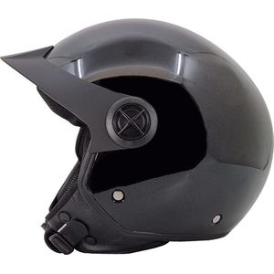 BHR 833 - Peak Jethelm - ECE goedgekeurd 22.06 - Geschikt als Scooter Brommer Motor Snorfiets Helm - 59 cm - L - Glans Zwart