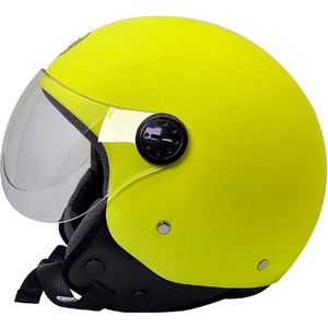 BHR 800 Easy - Vespa Scooterhelm - ECE goedgekeurde Scooterhelm - Geschikt als Scooter Brommer Motor Snorfiets Helm - XL - Mat Geel