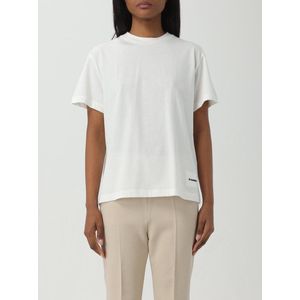 Jil Sander - T-shirt - Wit - Katoen - Geribbelde Ronde Hals