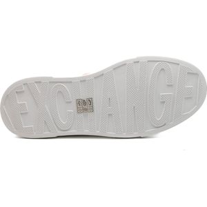 Armani Exchange, Witte Leren Roze Accent Sneakers Wit, Dames, Maat:40 EU