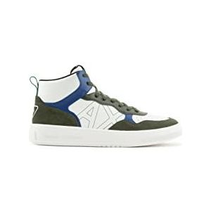 Armani Exchange Heren Side Sewn Logo, Cow Suede Details, High Top Sneakers, dark green, 45 EU