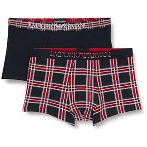 Emporio Armani Heren Trunks (verpakking van 2), Checks/Marine, L