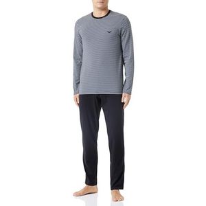 Emporio Armani Pyjamaset voor heren, gestreept, 2 stuks, antraciet/zwart, M, Antraciet/zwarte strepen