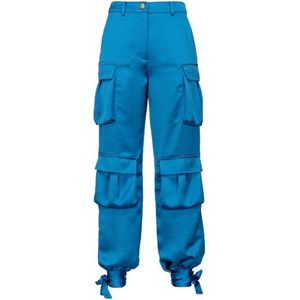 PINKO Blauw Polyester Cargo Broek Met Meerdere Zakjes