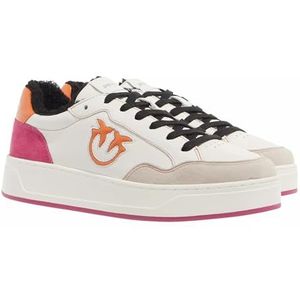 Pinko Bondy 2.0 sneakers van leer VITELL, gymschoenen voor dames, K78_off wit/oranje/fuchsia, 37 EU, K78 Off White Orange Fuchsia, 37 EU