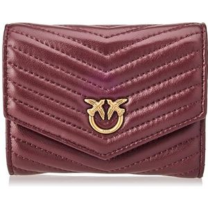 Pinko Compact Wallet M Sheep Nappa C, reis-accessoire-portemonnee voor dames, Rynq_rood/paars/roze-antiek goud, U