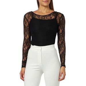 Pinko Roterende bodysuit van stretchkant, T-shirt voor dames, Z99_zwart limousine