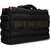 Pinko Gewatteerde Zwarte Handtas met Gouden Hardware , Black , Dames , Maat: ONE Size