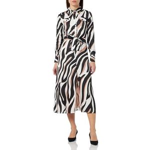 Pinko Absent Robe Satin Imprimé Robe Décontractée Femme, Zpz_Blanc/Noir/Beige, 34