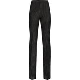 Pinko - Getailleerde Gestreepte Broek - Zwart - Dames - Leer