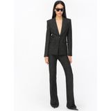 Pinko - Getailleerde Gestreepte Broek - Zwart - Dames - Leer