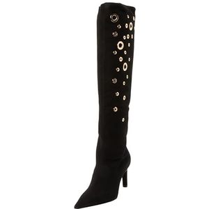 Pinko Zwarte puntige laarzen met metalen versiering , Black , Dames , Maat: 39 EU