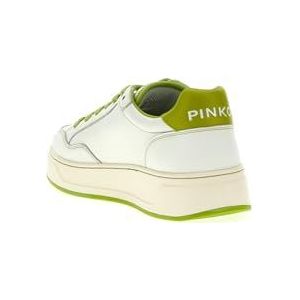 Pinko Bondy 2.0 Sneaker van leer VITELL, gymschoenen voor dames, J0S_off White/Lime, 41 EU, J0s Off White Lime, 41 EU