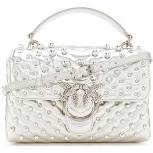 Pinko Love Lady Zilverkleurige Leren Handtas 100044-A1EV-ZZFO