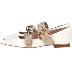 Pinko, Schoenen, Dames, Wit, 38 EU, Leer, Witte Leren Ballerina met Goud en Zilver Details