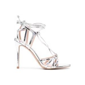 Pinko Metallic Zilveren Sandalen met Uitgesneden Details , Gray , Dames , Maat: 36 EU