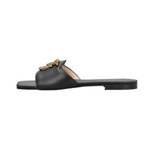 Pinko Zwarte Leren Love Birds Sandalen , Black , Dames , Maat: 37 EU