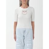 Pinko - Geribbelde Top - Wit - Dames - Katoen en Zijde