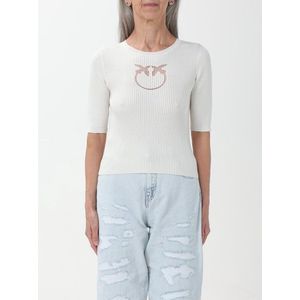 Pinko - Geribbelde Top - Wit - Dames - Katoen en Zijde