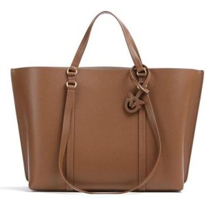 Pinko Bruine leren shopper tas met afneembare hanger , Brown , Dames , Maat: ONE Size