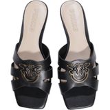 Pinko - Dames Slippers - Zwart - Leer - Rubberen Zool