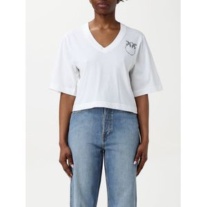 Pinko - T-shirt - Wit - Katoen - Trapeze Silhouet - Korte Mouwen