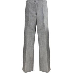 Pinko - Broek - Grijs - Viscose - Linnen - Katoensatijn - Wijde Pijpen