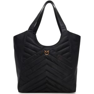 PINKO Puzzle Shopper Tas - Nero - Leer - 28 L